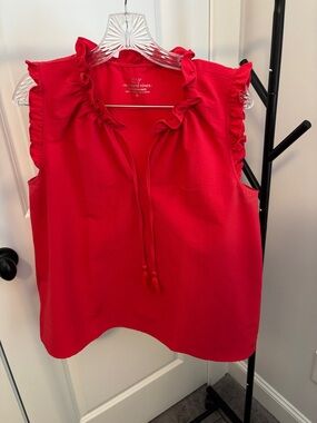 Vineyard Vines Sleeveless Ruffle Tie-Front Blouse in Red